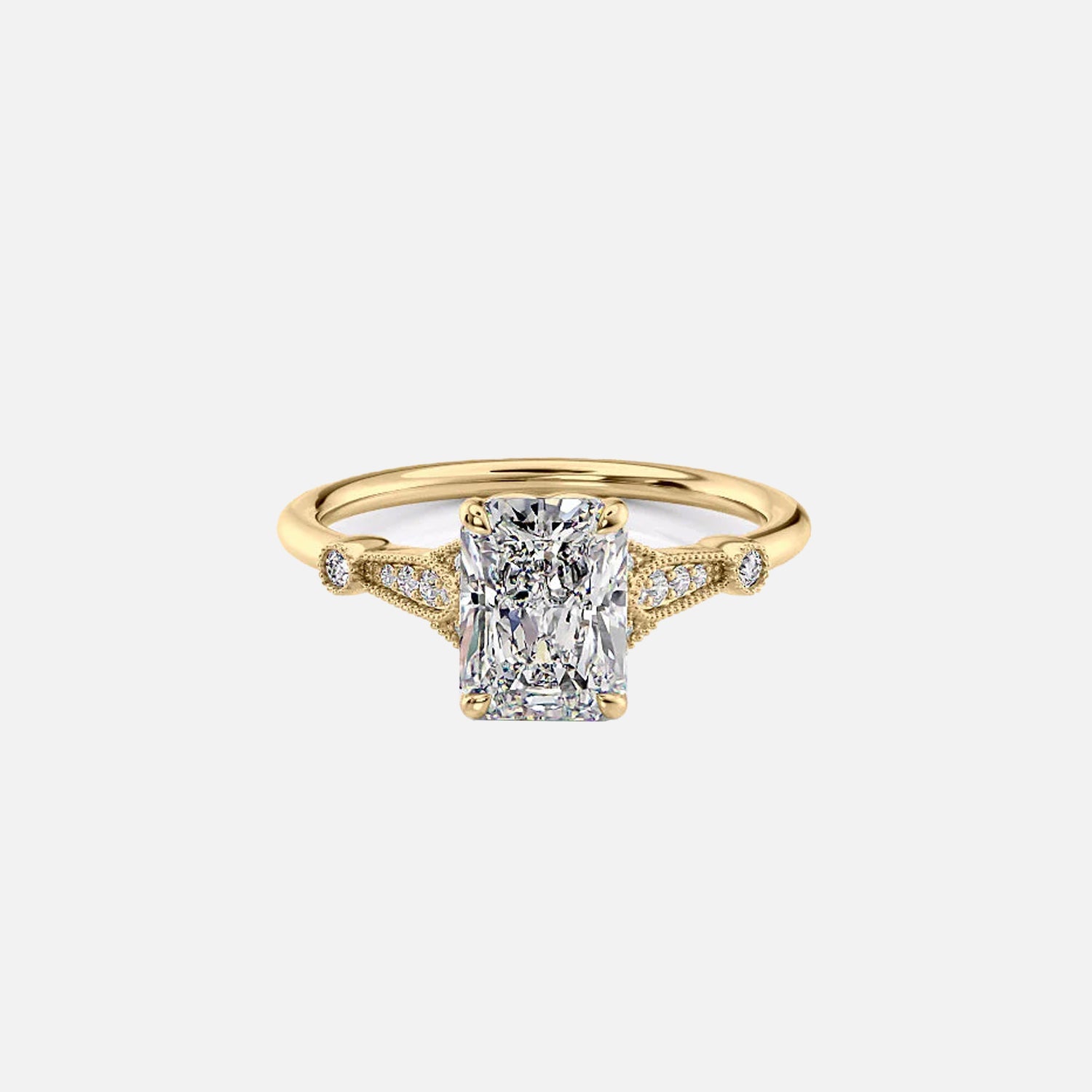 The Amber Radiant Moissanite Ring 14k Yellow Gold 001