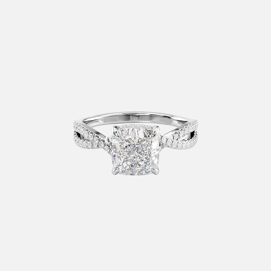  The Angelina Cushion Lab Diamond Ring 14k White Gold 001