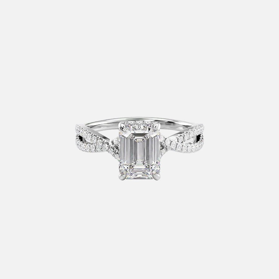  The Angelina Emerald Lab Diamond Ring 14k White Gold 001