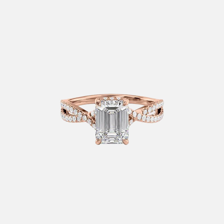  The Angelina Emerald Moissanite Ring 14k Rose Gold 001