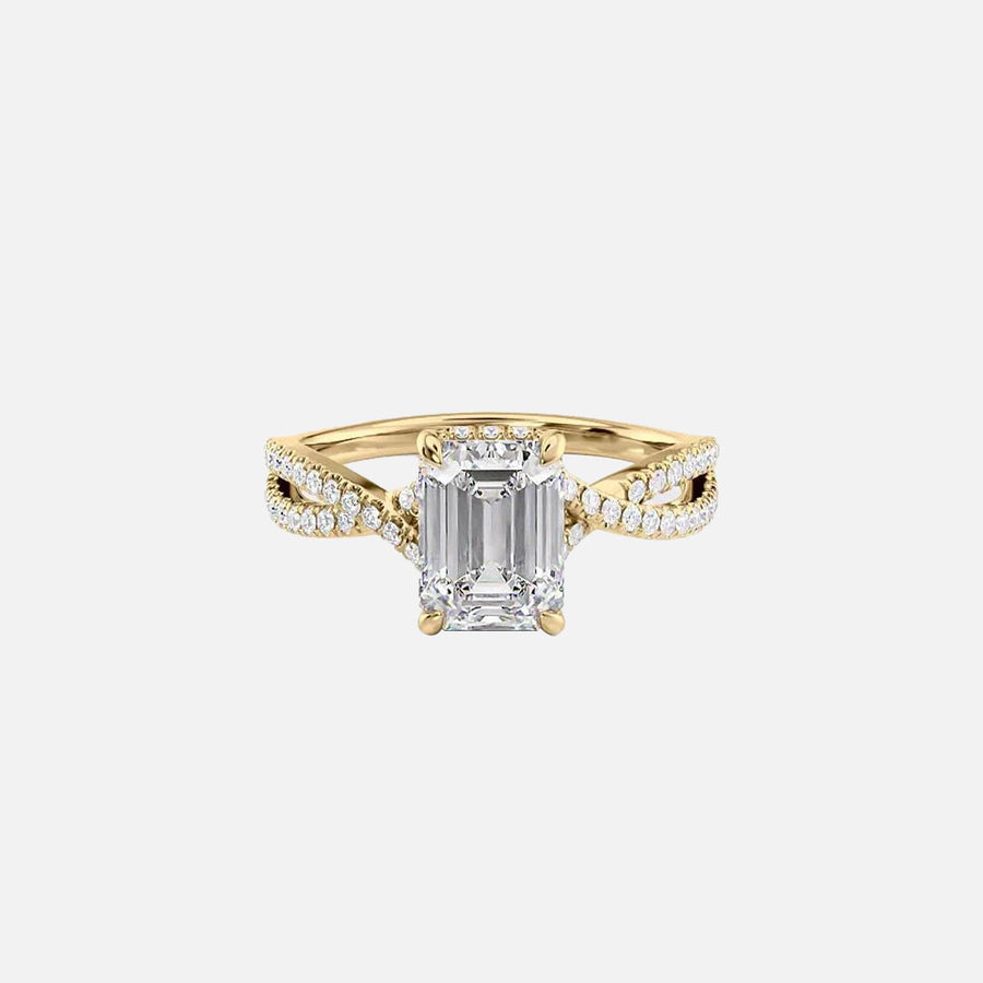  The Angelina Emerald Moissanite Ring 18k Yellow Gold 001