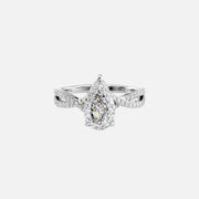  The Angelina Pear Moissanite Ring 14k White Gold 001