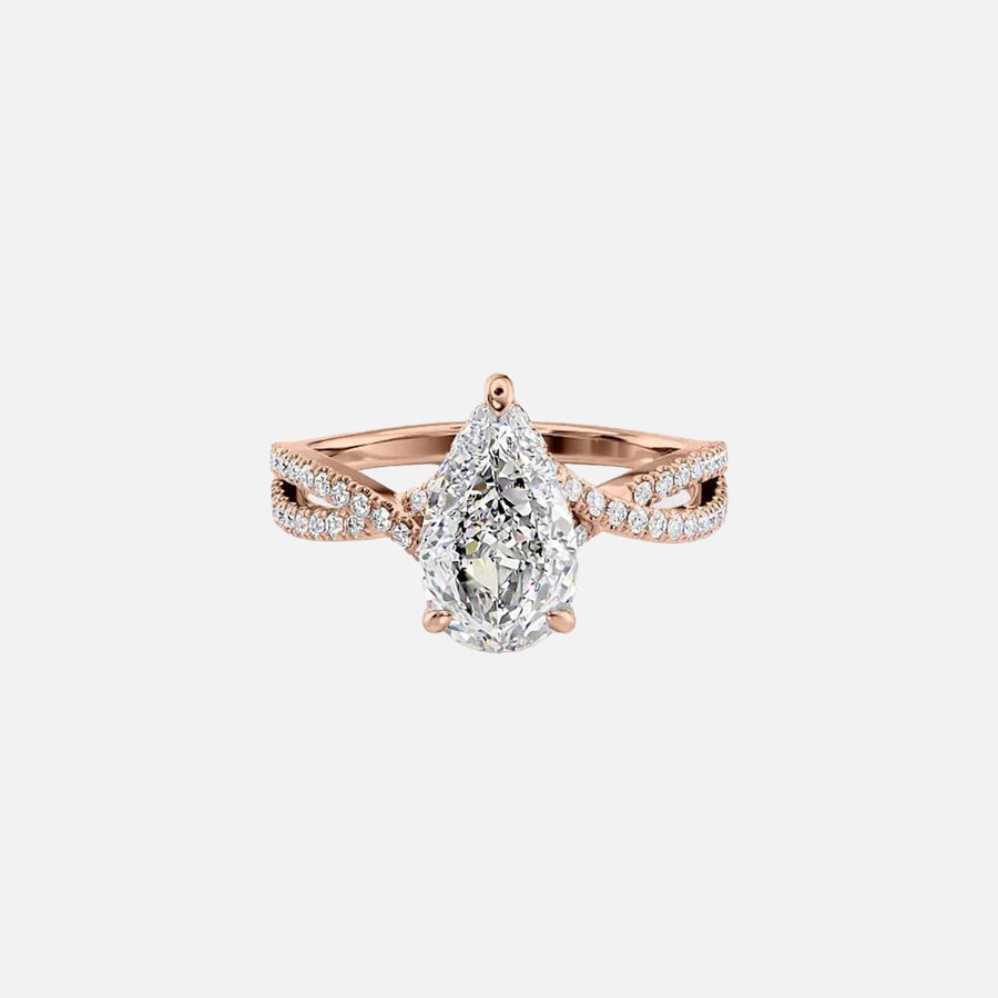 The Angelina Pear Moissanite Ring 18k Rose Gold 001