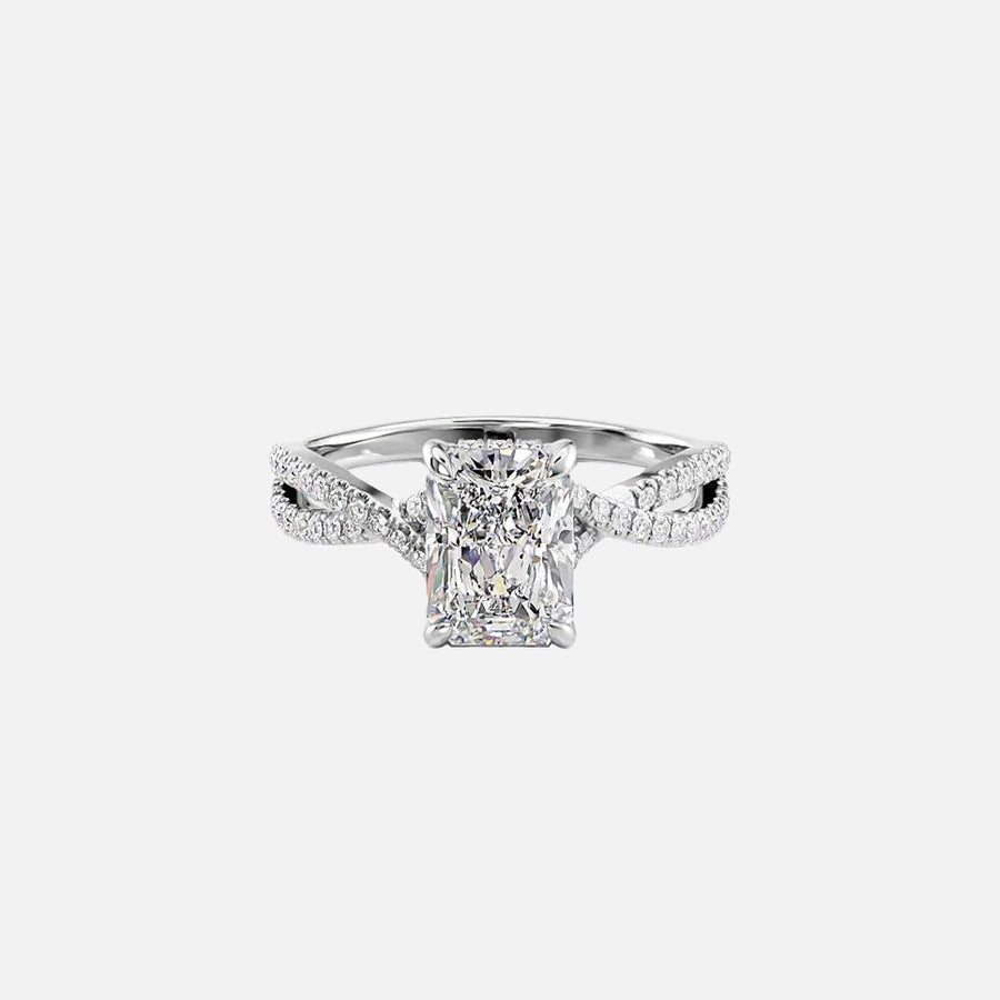  The Angelina Radiant Moissanite Ring 18k White Gold 001