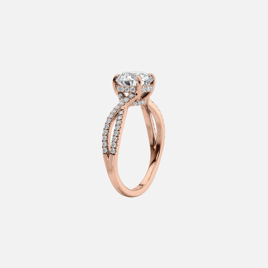  The Angelina Round Lab Diamond Ring 14k Rose Gold 002