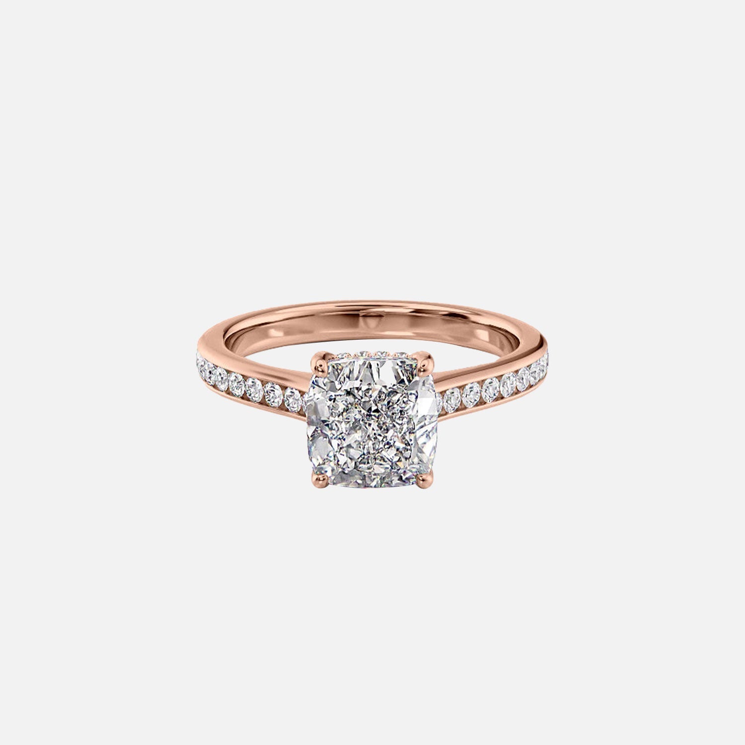  The Cameron Cushion Moissanite Ring 14k Rose Gold 001