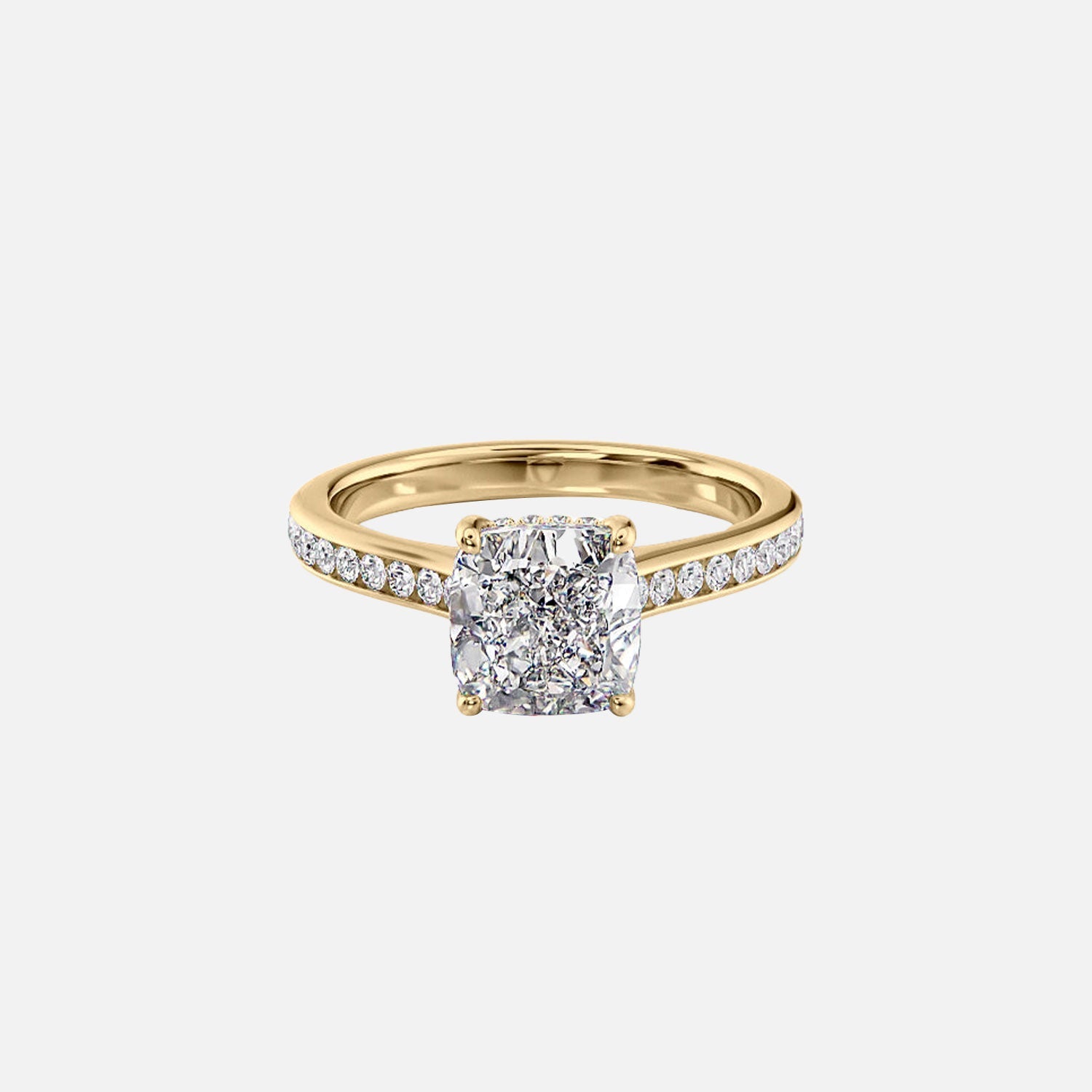 The Cameron Cushion Moissanite Ring 14k Yellow Gold 001