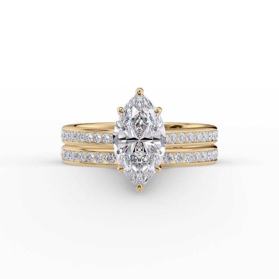  The Cameron Marquise Lab Diamond Ring 18k Yellow Gold 003