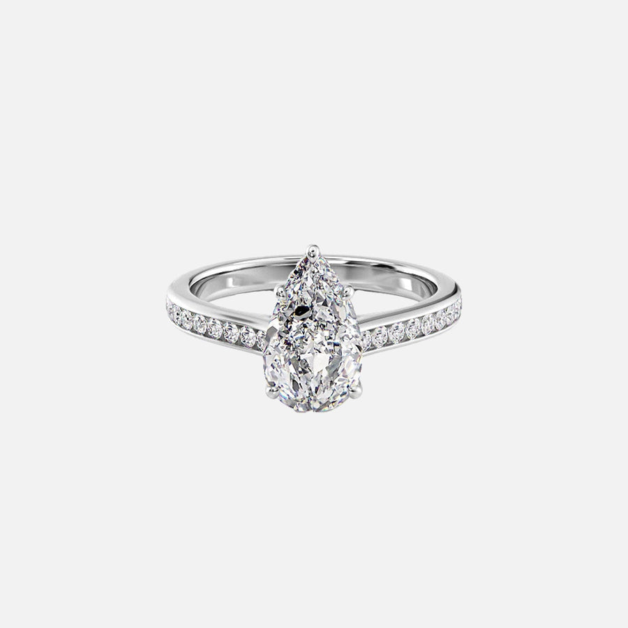  The Cameron Pear Moissanite Ring 14k White Gold 001