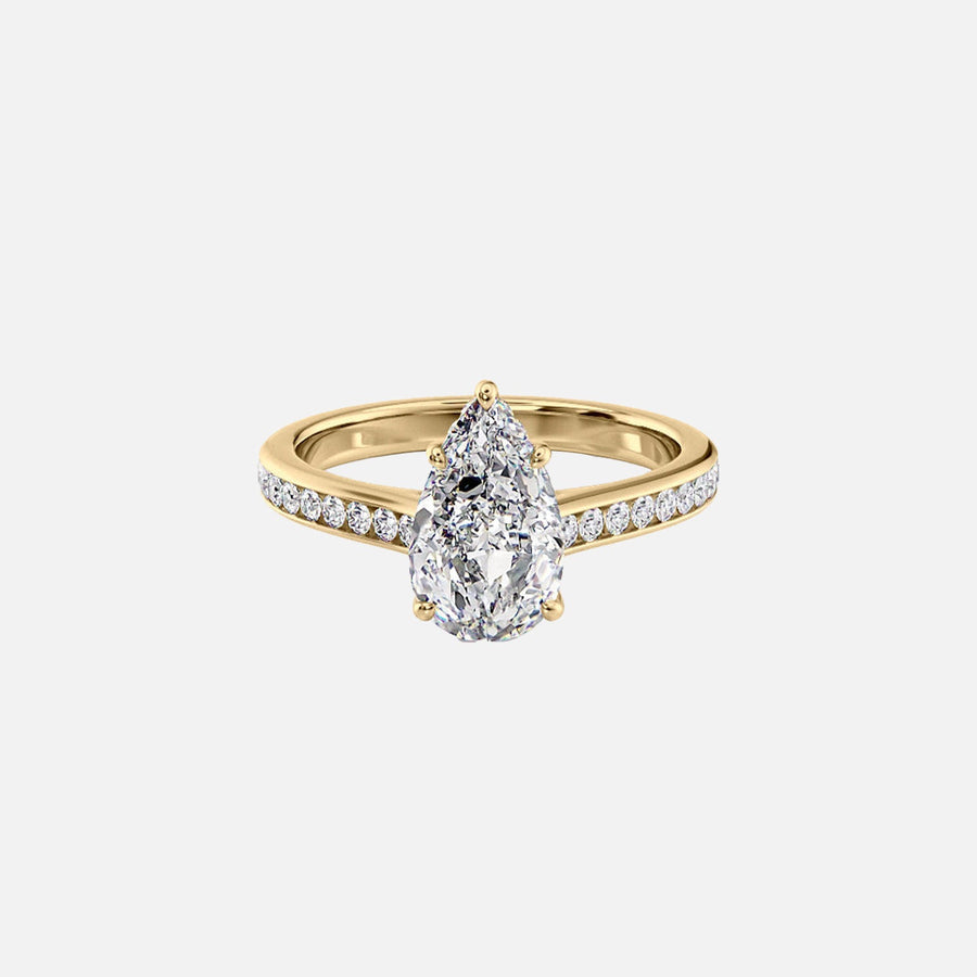 The Cameron Pear Moissanite Ring 14k Yellow Gold 001