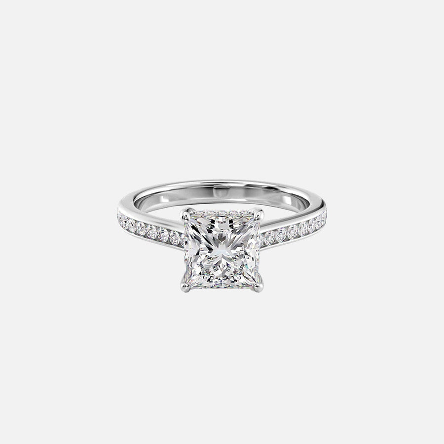  The Cameron Princess Moissanite Ring 14k White Gold 001