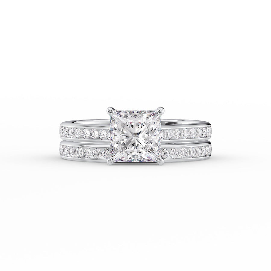  The Cameron Princess Moissanite Ring 14k White Gold 003