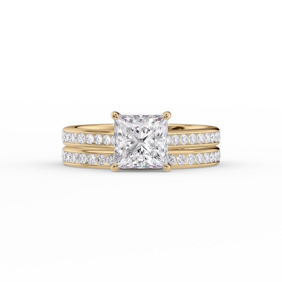  The Cameron Princess Moissanite Ring 14k Yellow Gold 003