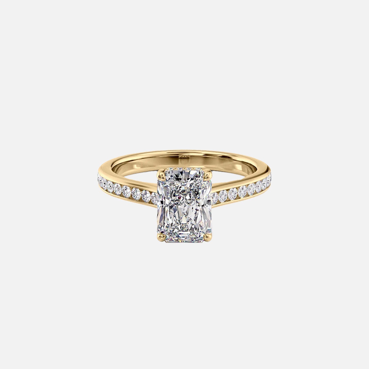 The Cameron Radiant Moissanite Ring 14k Yellow Gold 001
