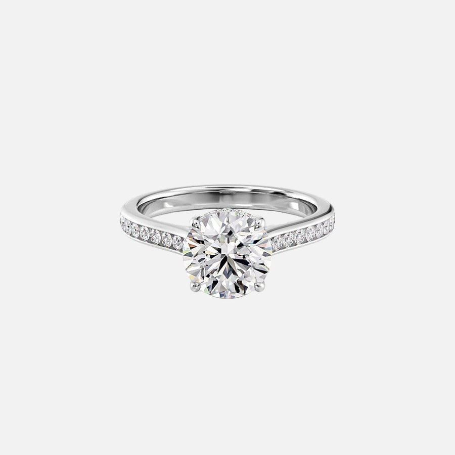  The Cameron Round Moissanite Ring 18k White Gold 001