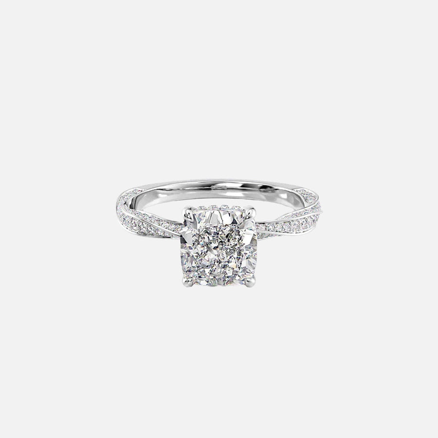 The Caroline Cushion Moissanite Ring 14k White Gold 001