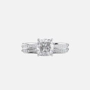  The Caroline Cushion Moissanite Ring 14k White Gold 003