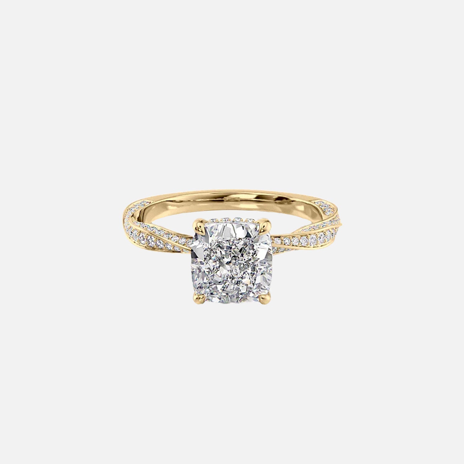 The Caroline Cushion Moissanite Ring 14k Yellow Gold 001