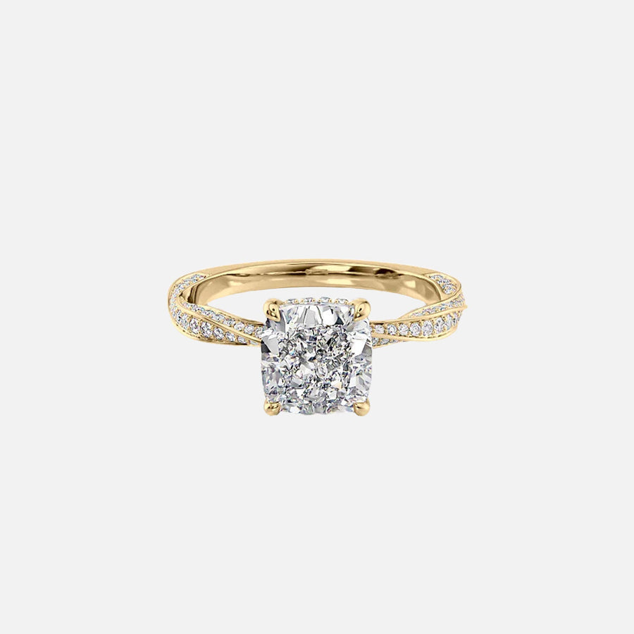 The Caroline Cushion Moissanite Ring 14k Yellow Gold 001