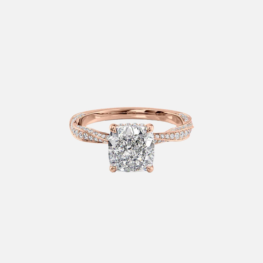  The Caroline Cushion Moissanite Ring 18k Rose Gold 001