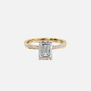 The Caroline Emerald Moissanite Ring 14k Yellow Gold 001