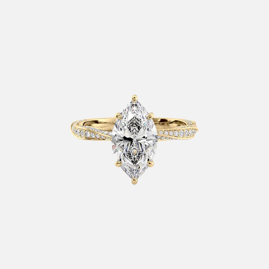 The Caroline Marquise Moissanite Ring 14k Yellow Gold 001