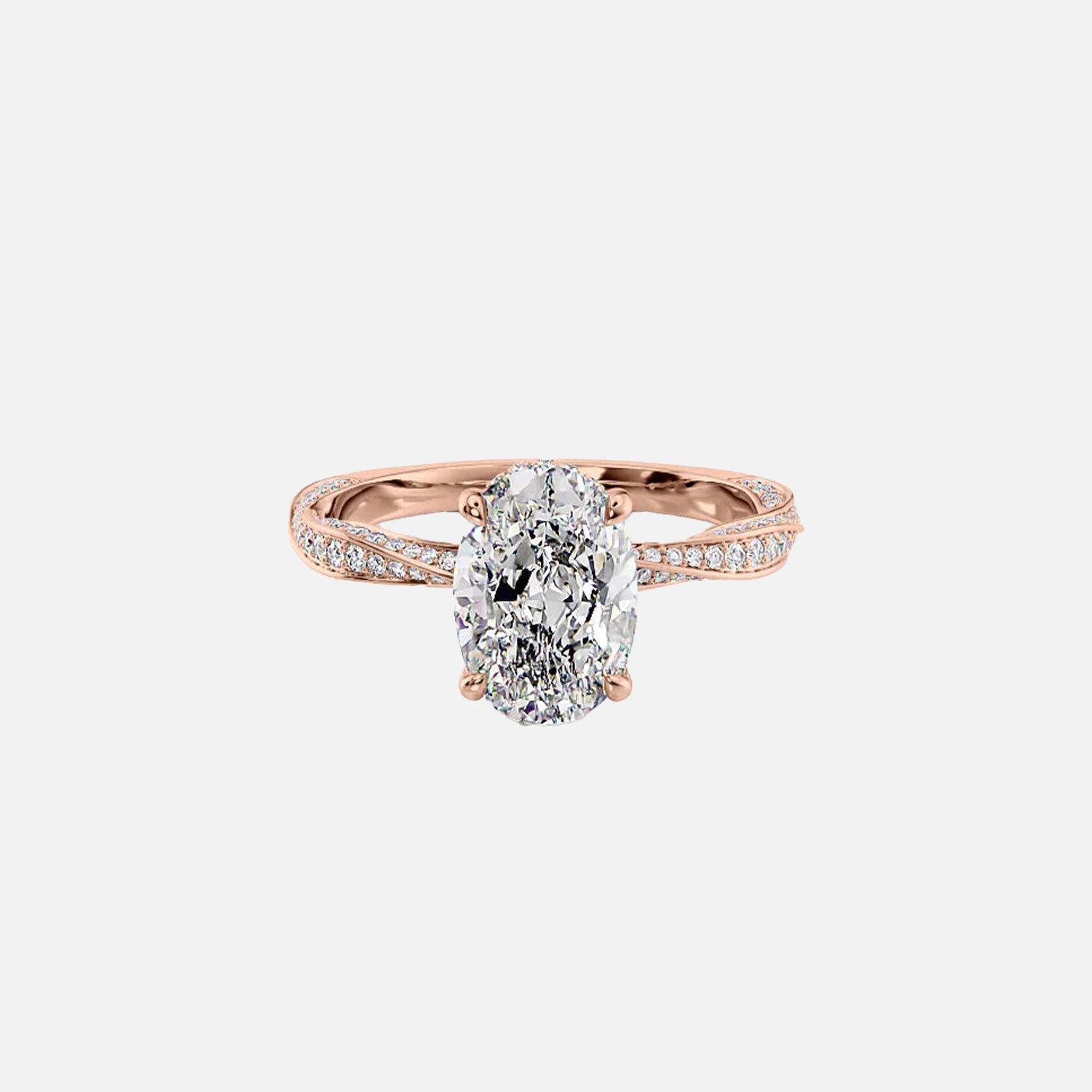  The Caroline Oval Moissanite Ring 14k Rose Gold 001