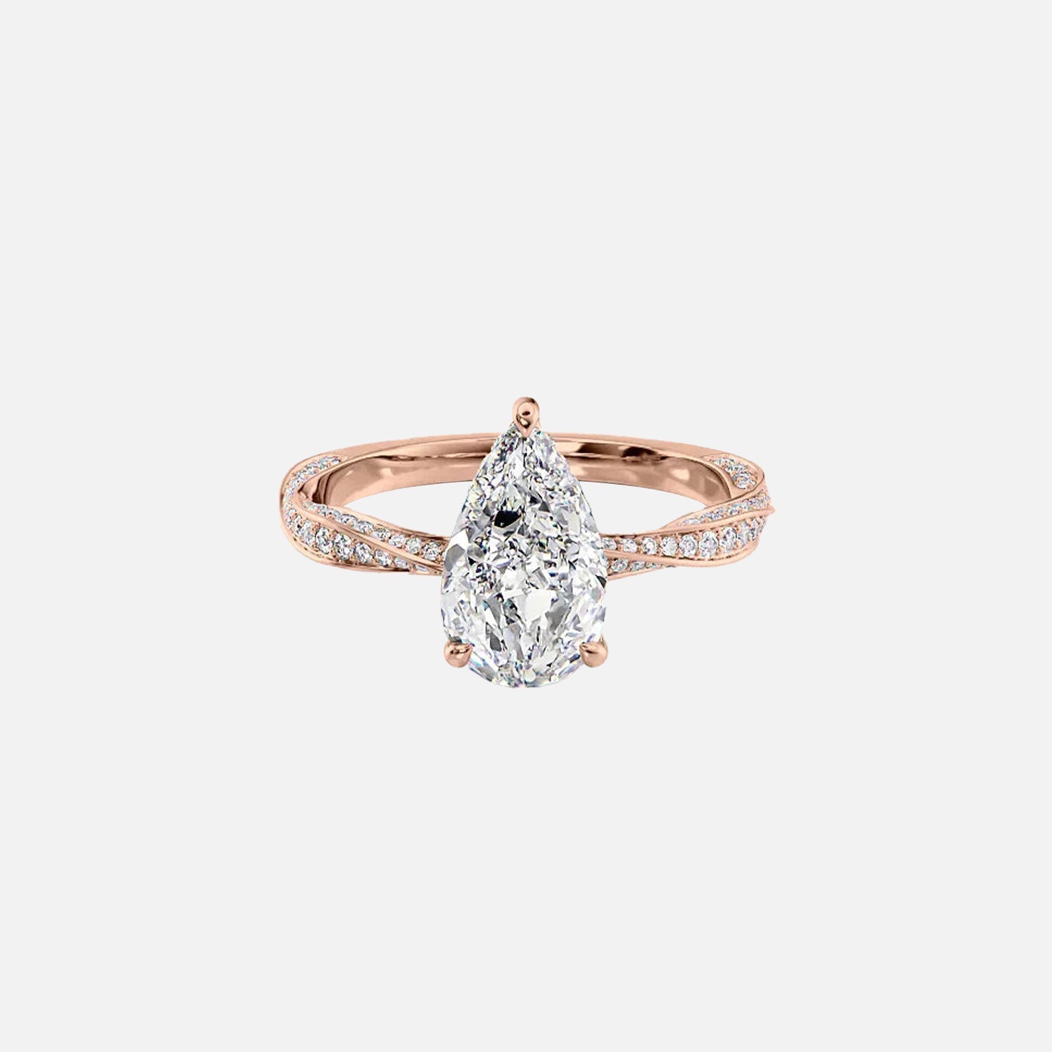  The Caroline Pear Moissanite Ring 14k Rose Gold 001