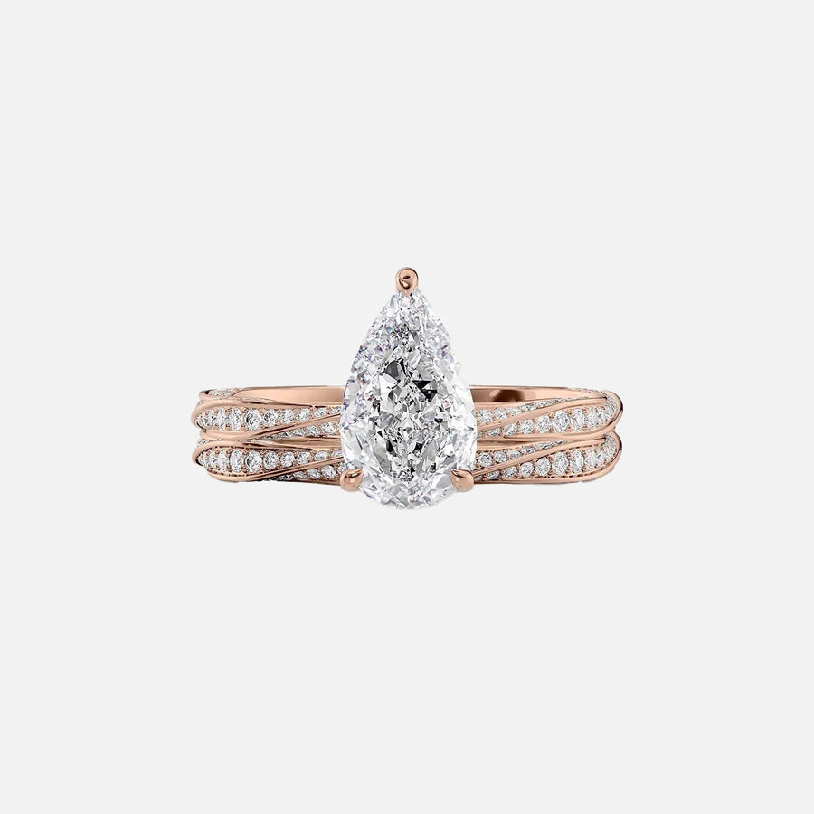  The Caroline Pear Moissanite Ring 14k Rose Gold 003