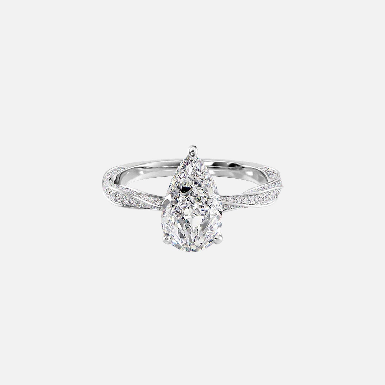  The Caroline Pear Moissanite Ring 14k White Gold 001