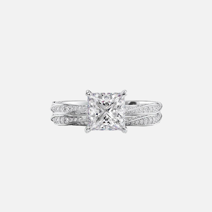  The Caroline Princess Moissanite Ring 14k White Gold 003