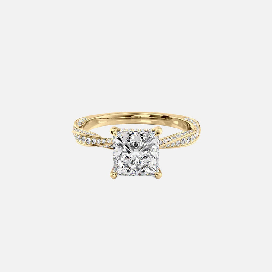 The Caroline Princess Moissanite Ring 14k Yellow Gold 001