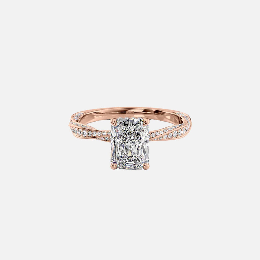  The Caroline Radiant Moissanite Ring 18k Rose Gold 001