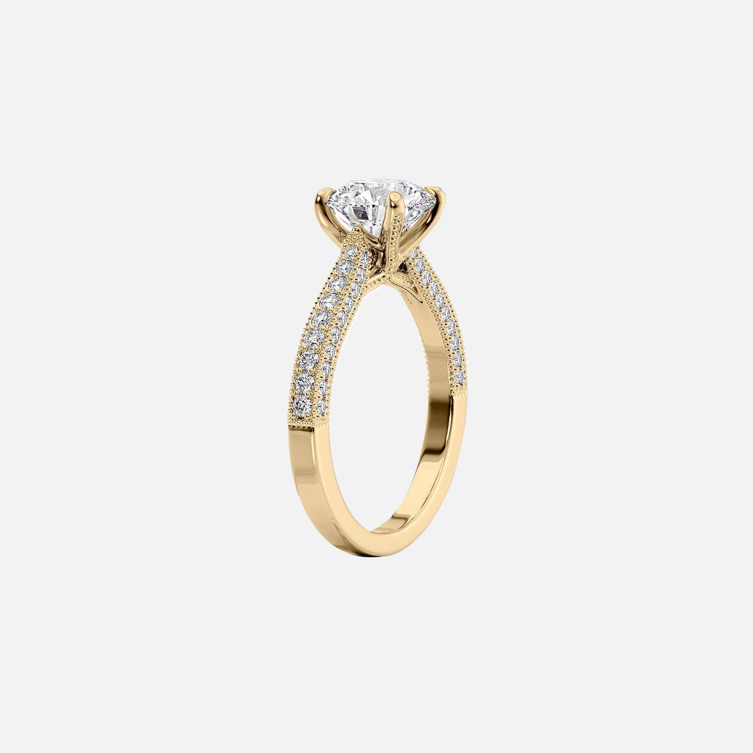  The Catherine Cushion Lab Diamond Ring 14k Yellow Gold 002