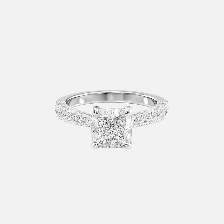  The Catherine Cushion Moissanite Ring 14k White Gold 001