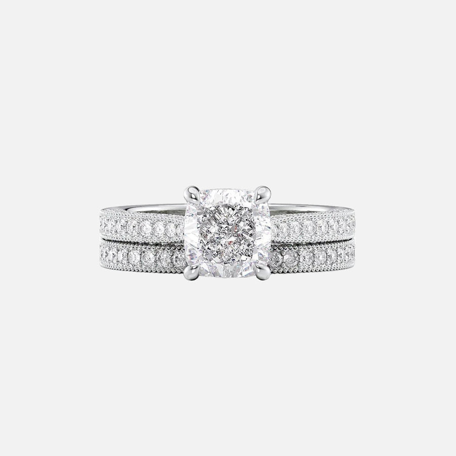  The Catherine Cushion Moissanite Ring 14k White Gold 003