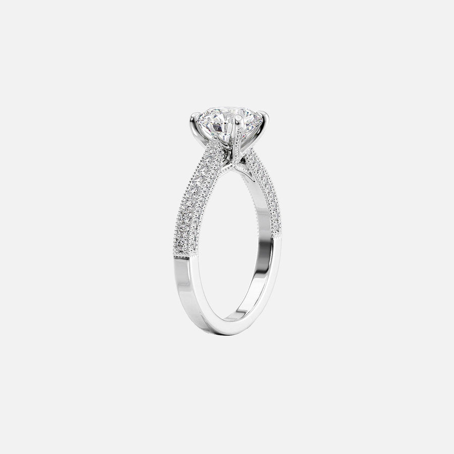  The Catherine Cushion Moissanite Ring 18k White Gold 002