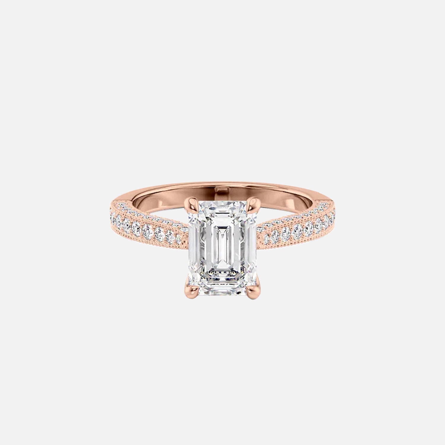 The Catherine Emerald Lab Diamond Ring 14k Rose Gold 001