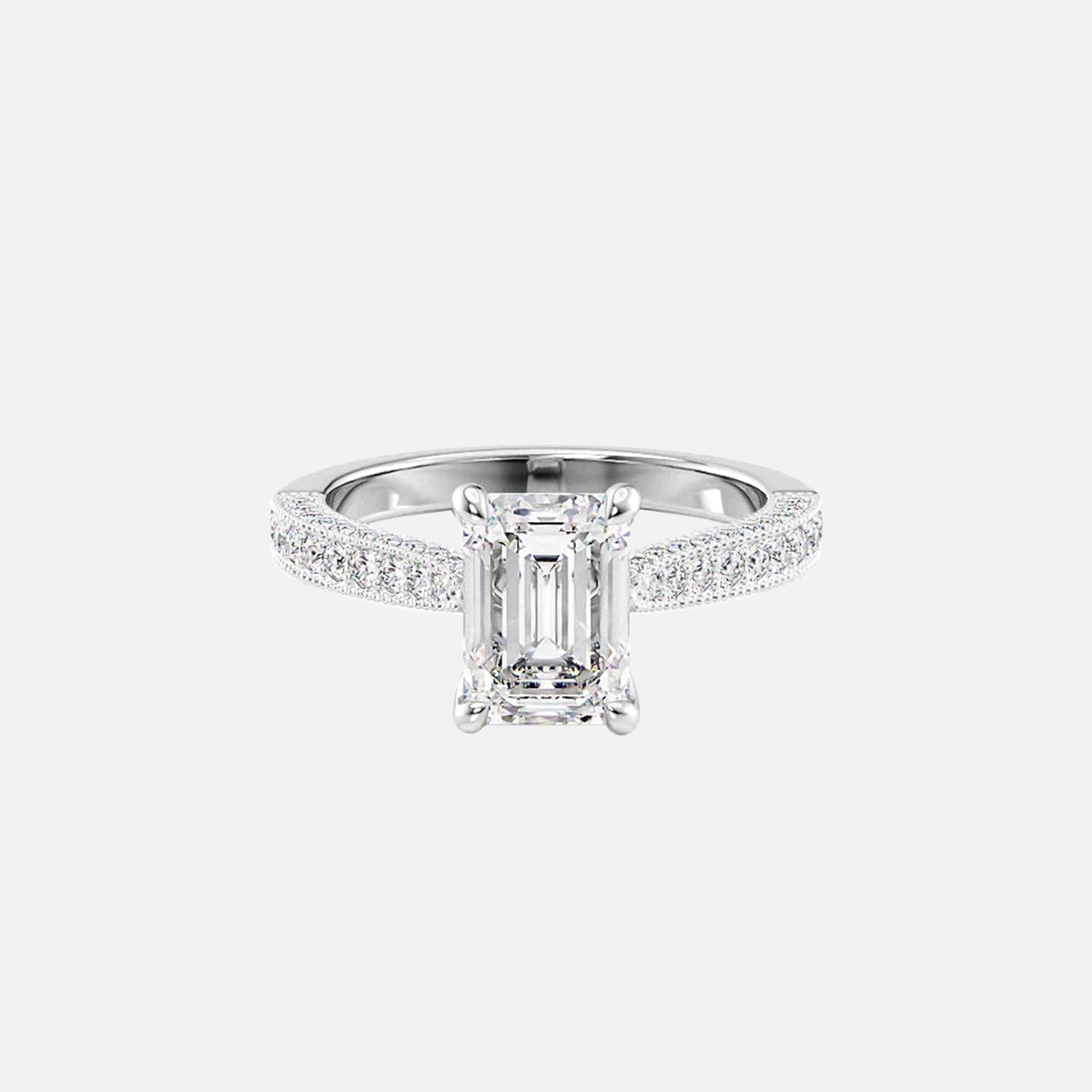  The Catherine Emerald Lab Diamond Ring 14k White Gold 001
