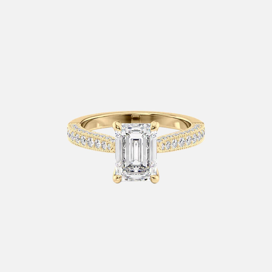  The Catherine Emerald Lab Diamond Ring 18k Yellow Gold 001