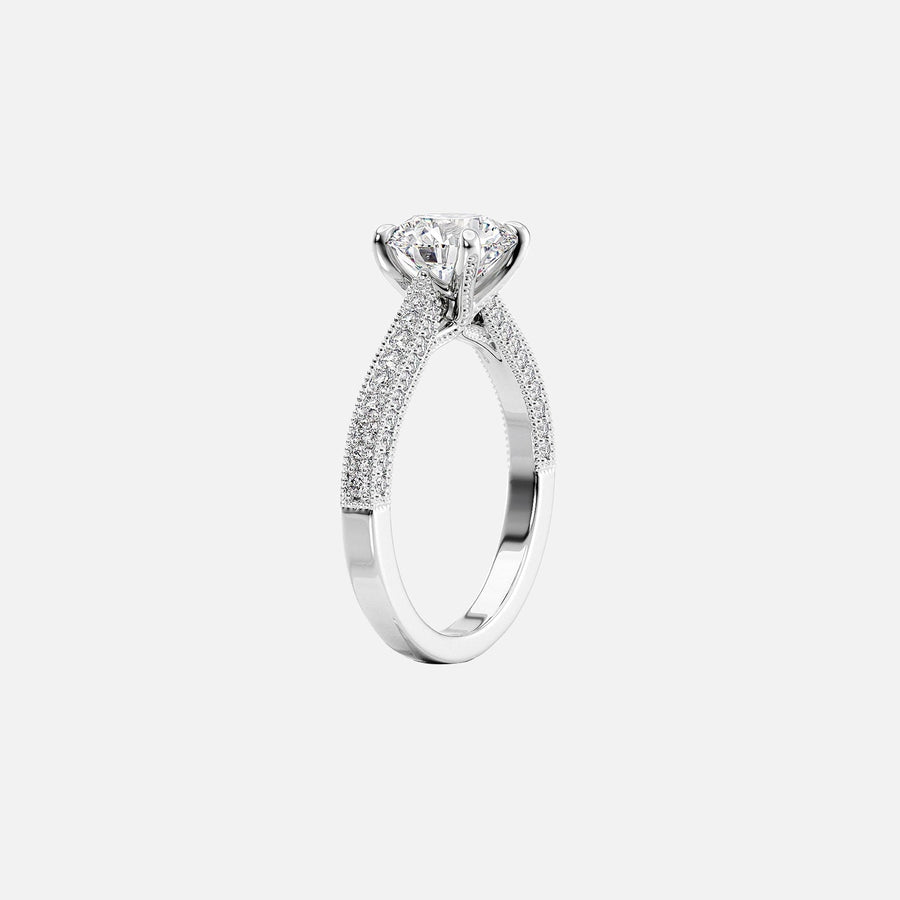  The Catherine Emerald Moissanite Ring 18k White Gold 002