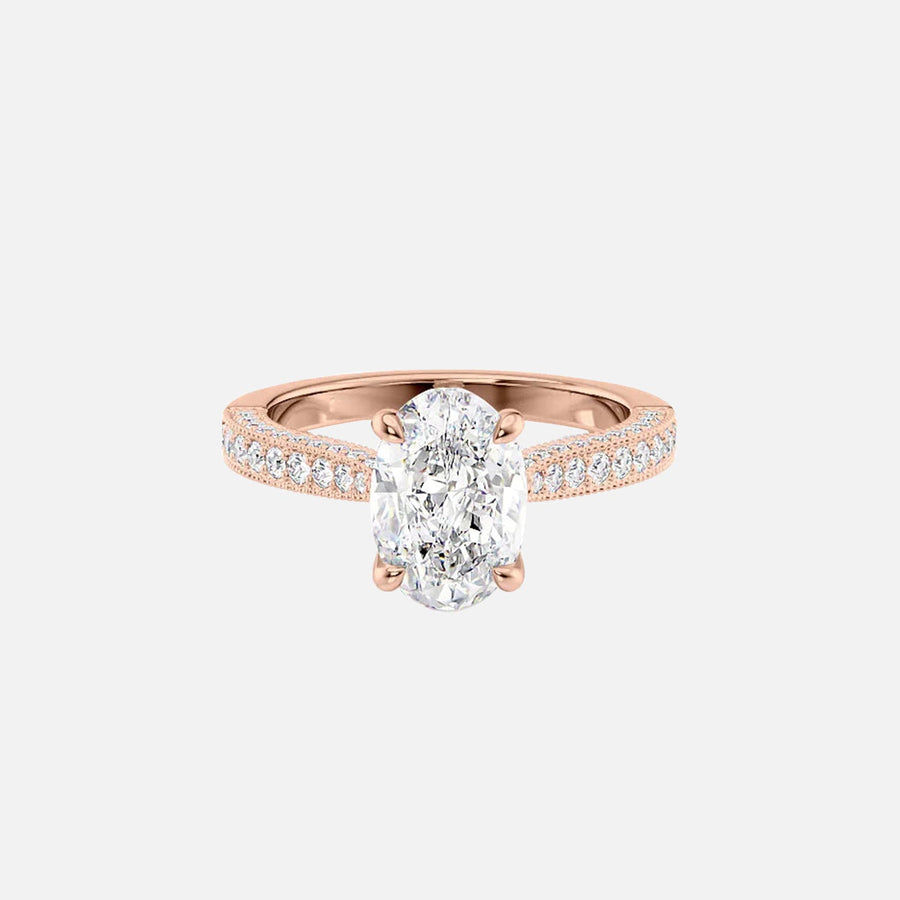  The Catherine Oval Moissanite Ring 18k Rose Gold 001
