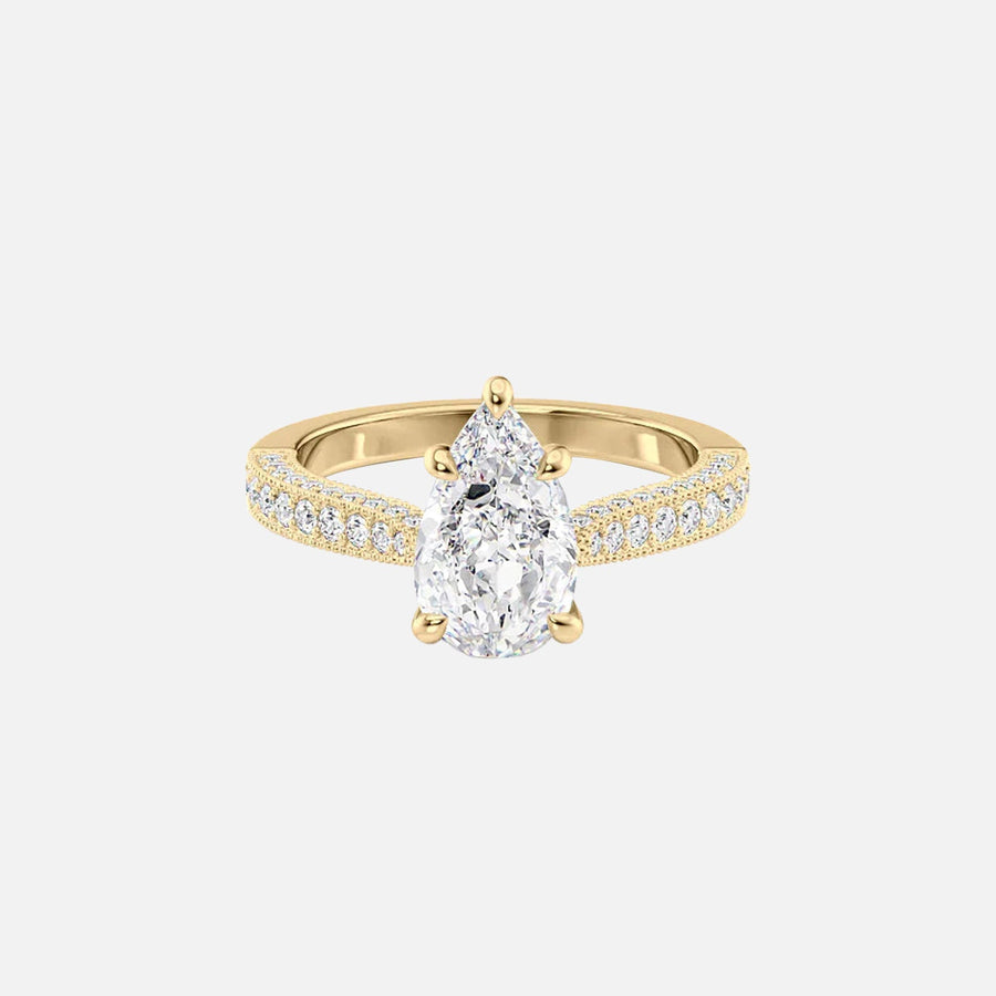 The Catherine Pear Lab Diamond Ring 14k Yellow Gold 001