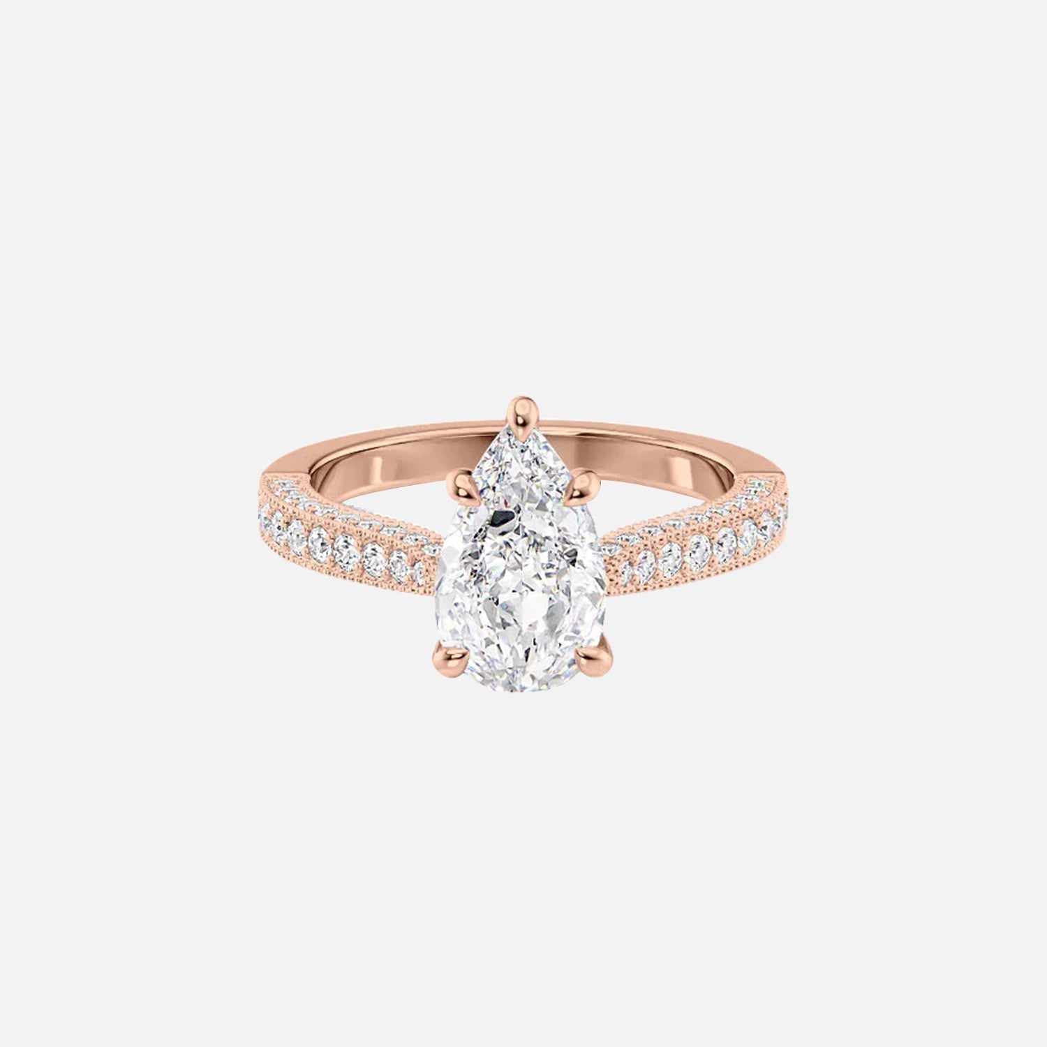  The Catherine Pear Moissanite Ring 14k Rose Gold 001