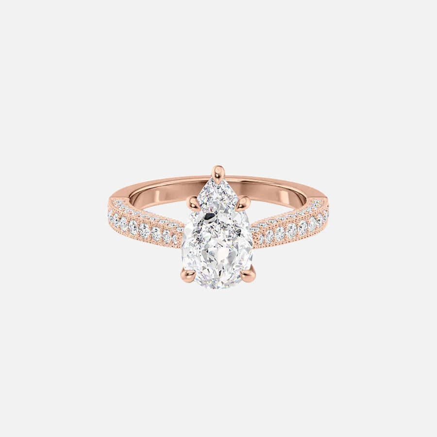  The Catherine Pear Moissanite Ring 14k Rose Gold 001