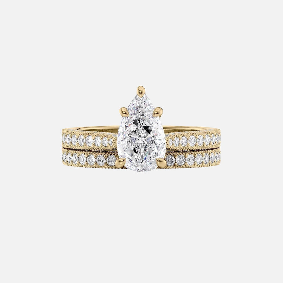  The Catherine Pear Moissanite Ring 14k Yellow Gold 003