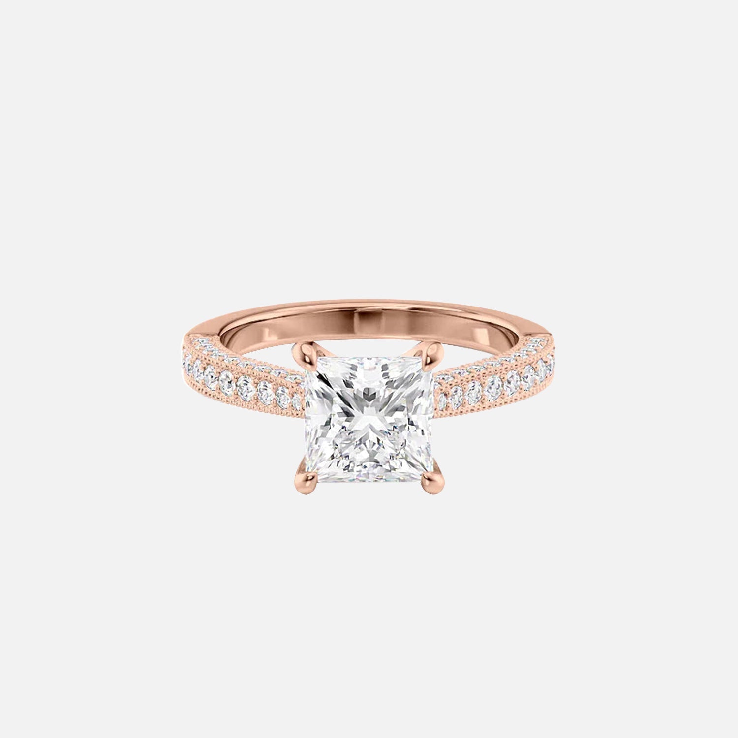 The Catherine Princess Lab Diamond Ring 14k Rose Gold 001