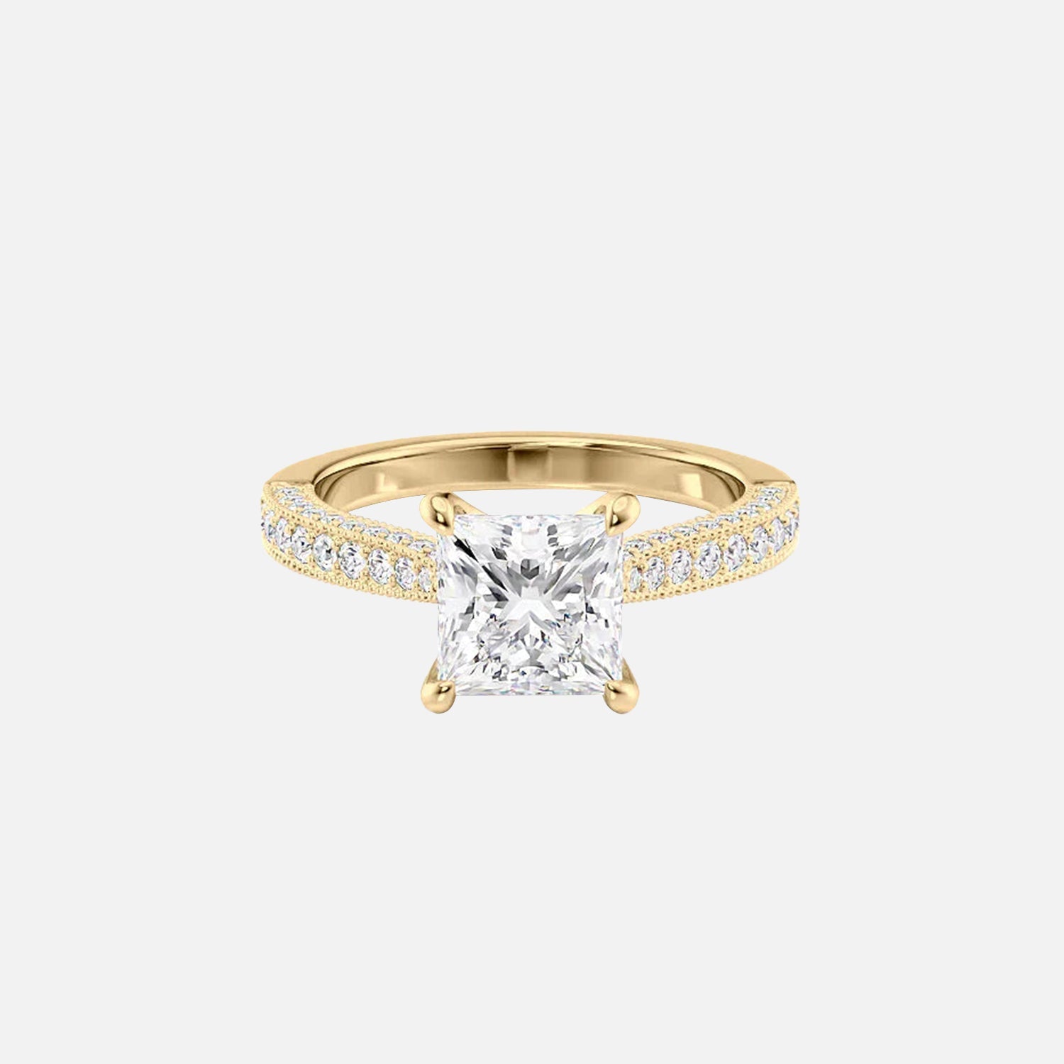The Catherine Princess Lab Diamond Ring 14k Yellow Gold 001