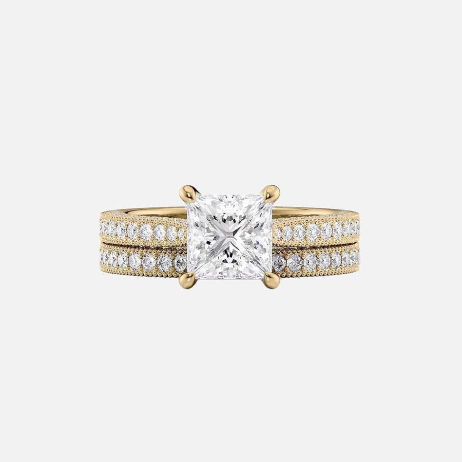  The Catherine Princess Lab Diamond Ring 18k Yellow Gold 003