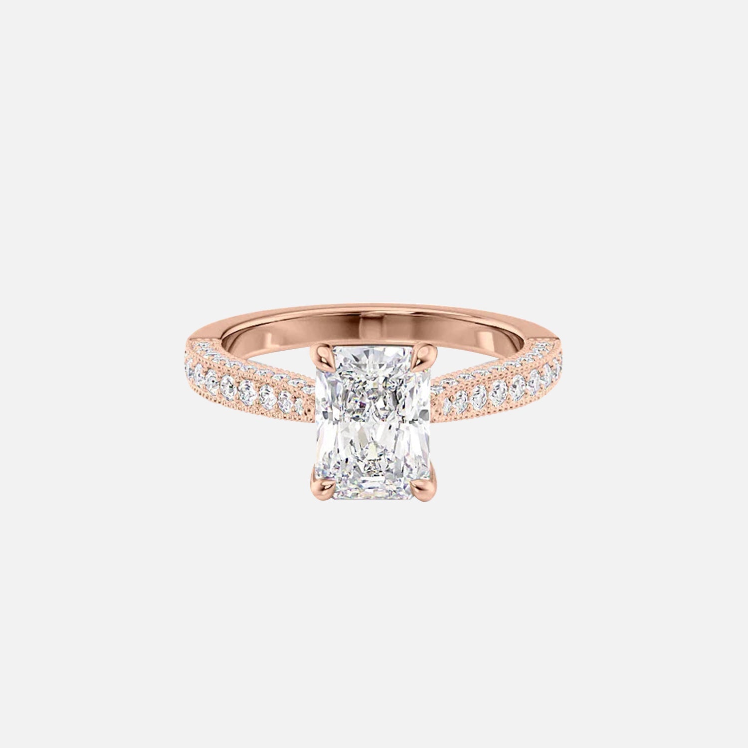  The Catherine Radiant Lab Diamond Ring 14k Rose Gold 001
